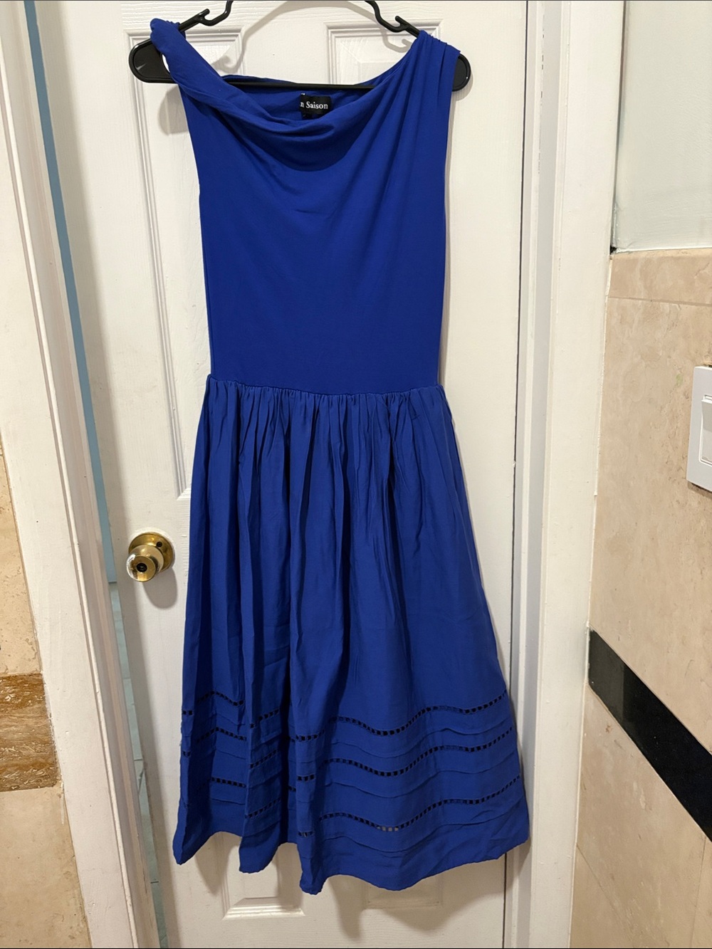 En Saison Royal Blue Sleeveless Fit-and-Flare Dress